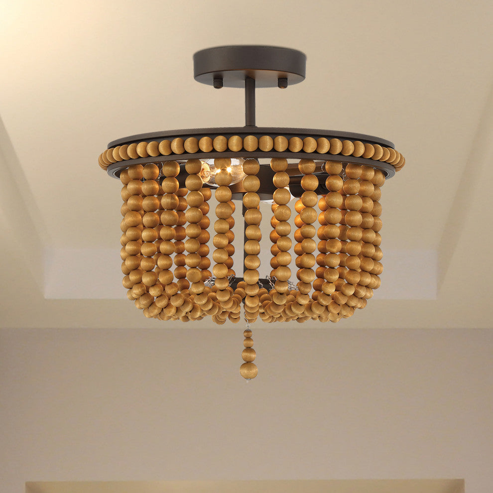 2 Light 12.6'' Unique/Statement Bowl Flush Mount, Oil Rubbed Bronze