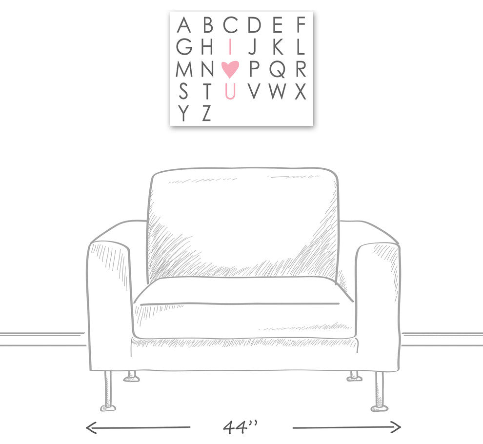 I Heart You Alphabet 16x20 Canvas Wall Art