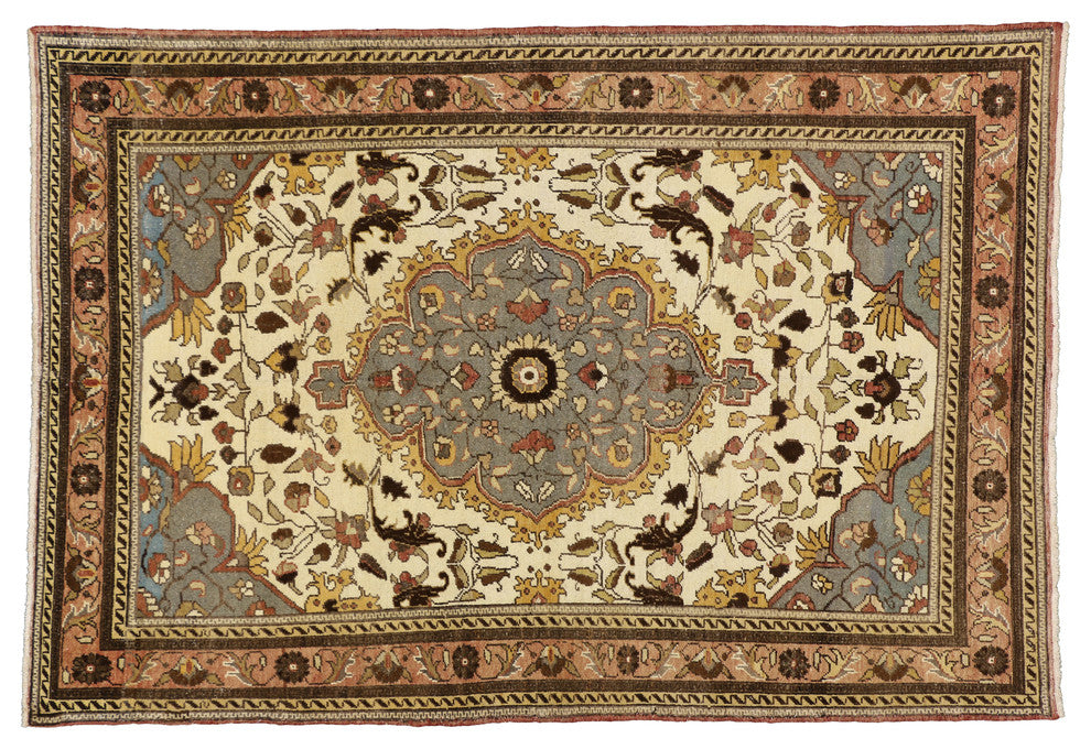 Vintage Turkish Oushak Rug, 04'10 x 07'00