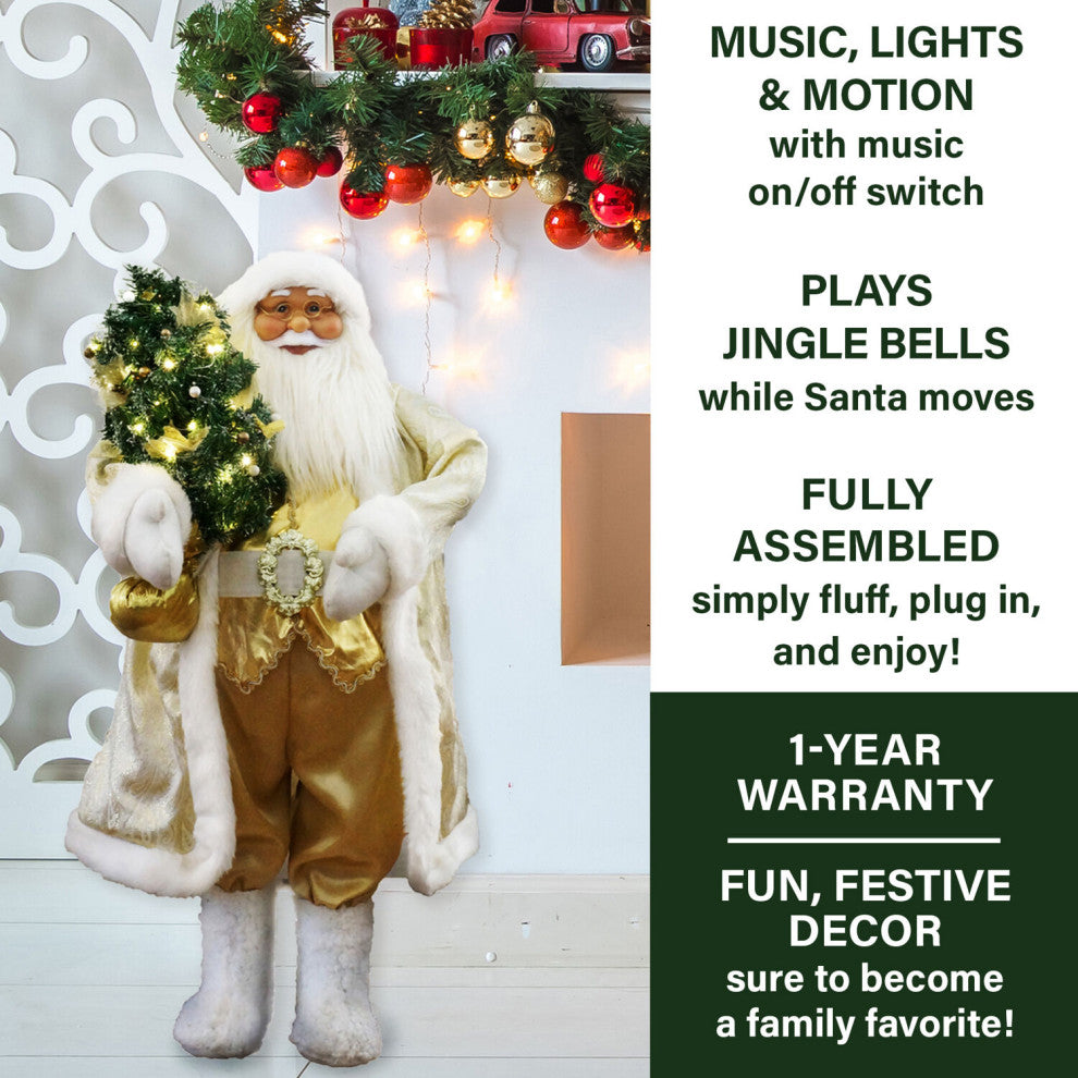 36" Music and Motion Santa With Christmas Tree