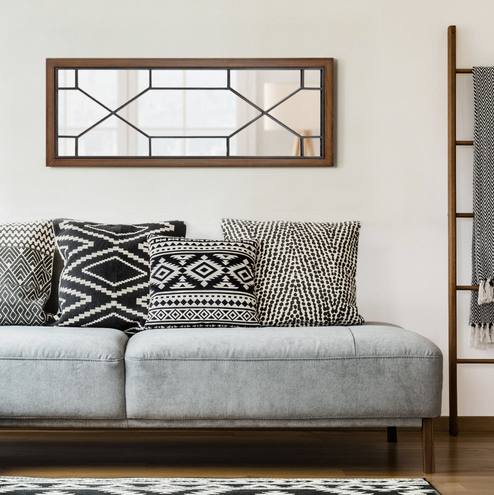 Mavis Framed Wall Mirror, Rustic Brown, 16x42