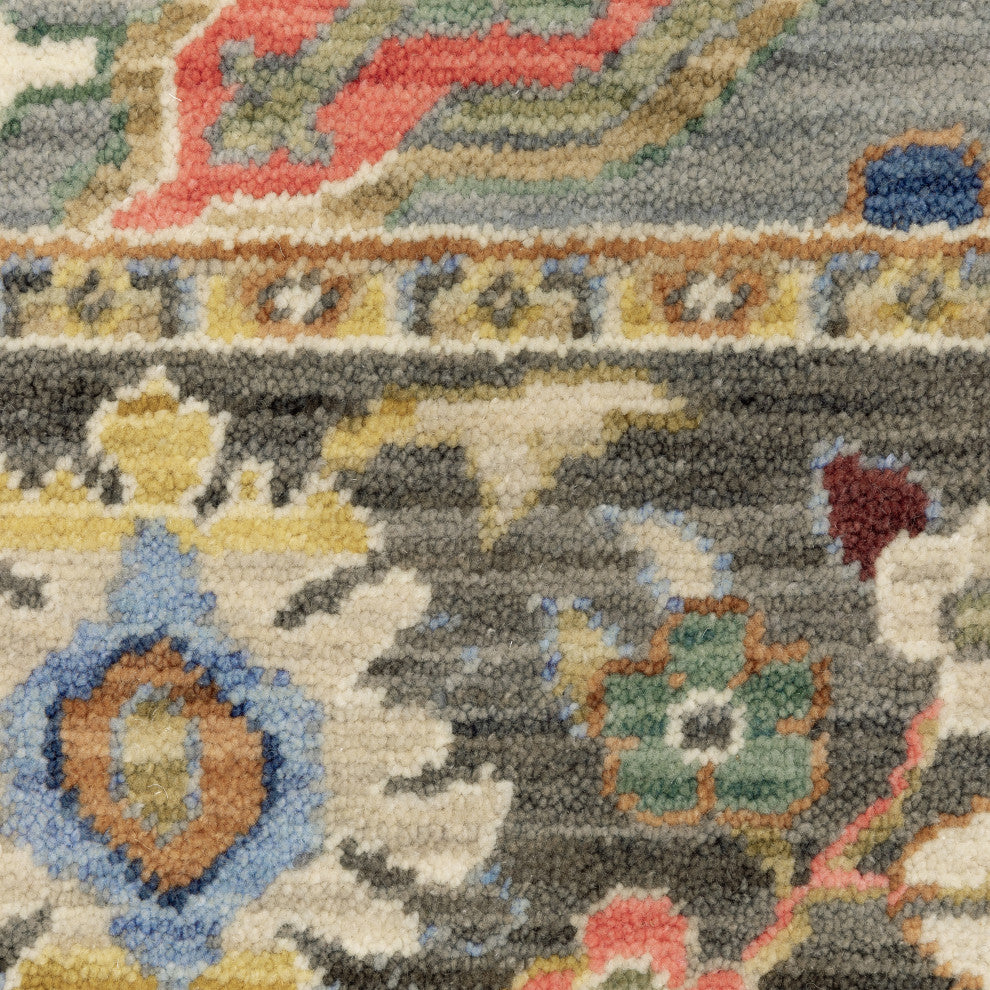 Leoness Floral Border Indoor Area Rug, Blue, 2'6" x 12'