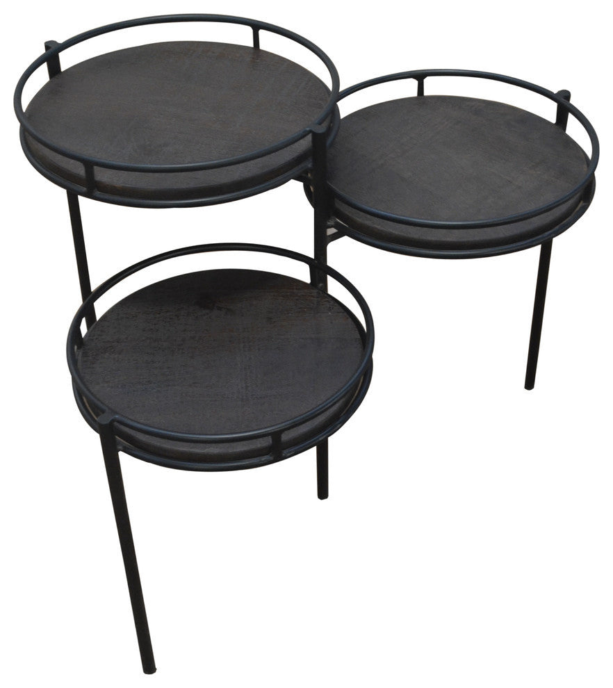 Anaheim Indira Foldable Planter Stand in Modern Black on Solid Wood