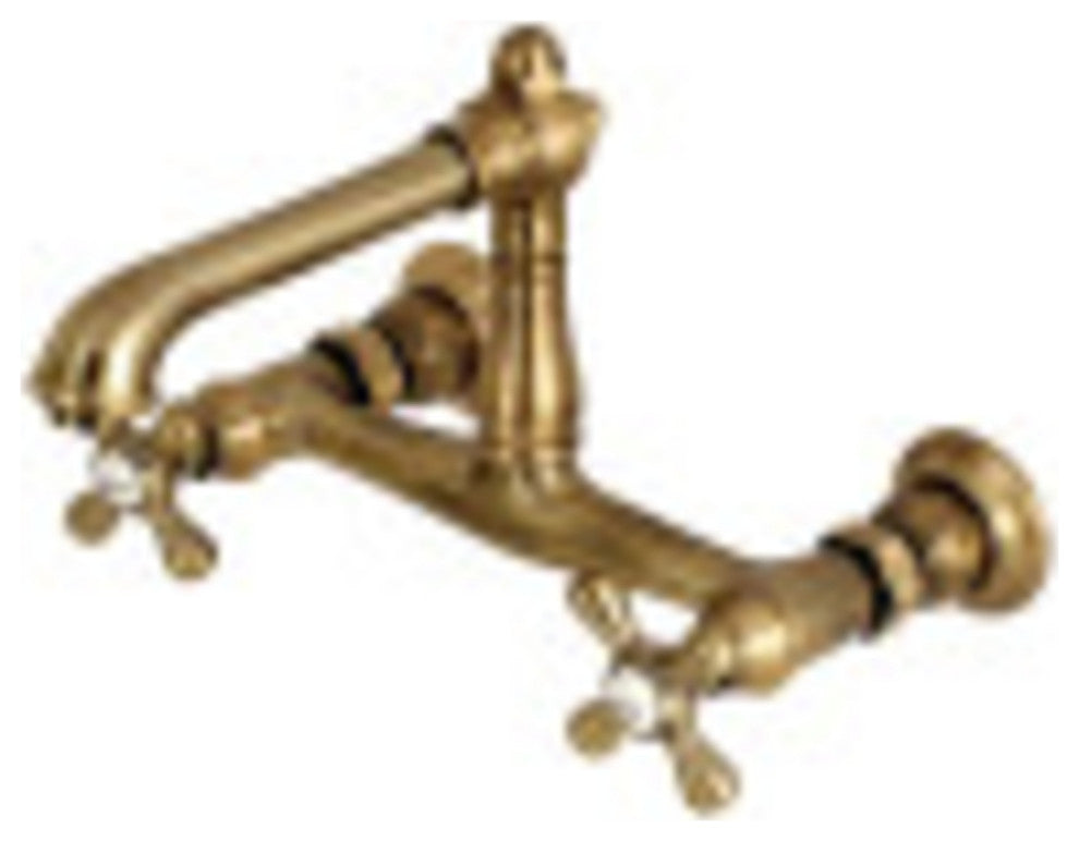 Kingston Brass Wall Mount Bathroom Faucet, Antique Brass