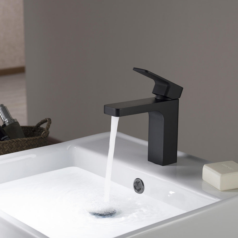 Blaze Single Handle Bathroom Sink Faucet, Matte Black