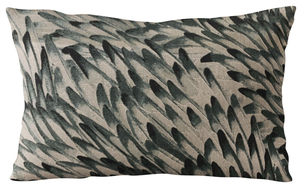 Plutus Green Black Bird Feather Animal Luxury Throw Pillow, 20"x36"