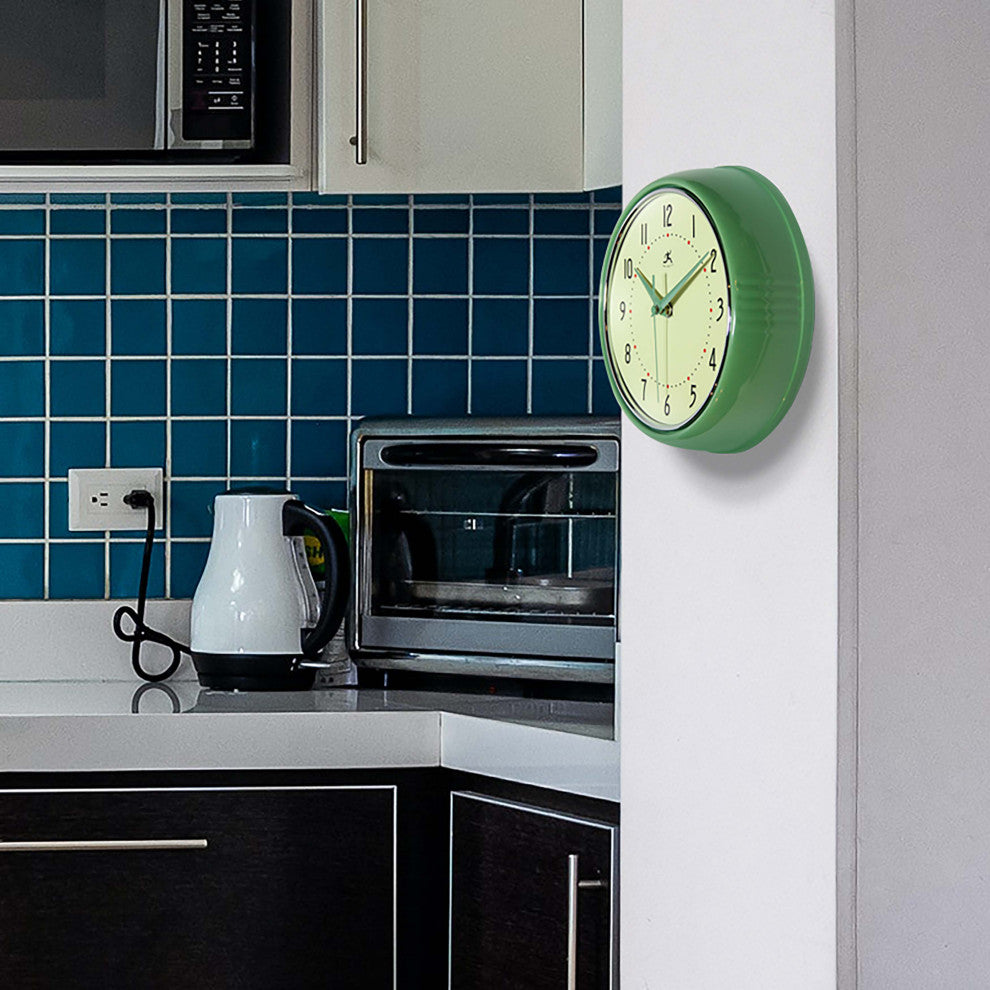 Infinity Instruments Retro Kitchen Vintage 50s Wall Clock, Green