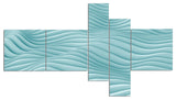 Fractal Rippled Blue 3D Waves, Abstract Canvas Art Print, 60"x32", 5 panels