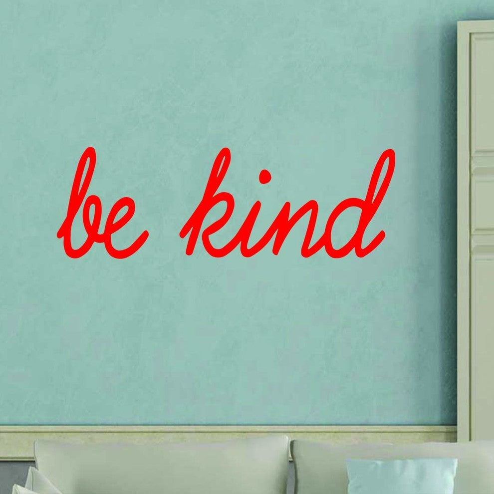 VWAQ Be Kind Wall Decal Inspirational Quotes, Red, 7"x22"