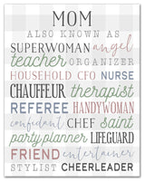 Mom Words 11x14 Canvas Wall Art