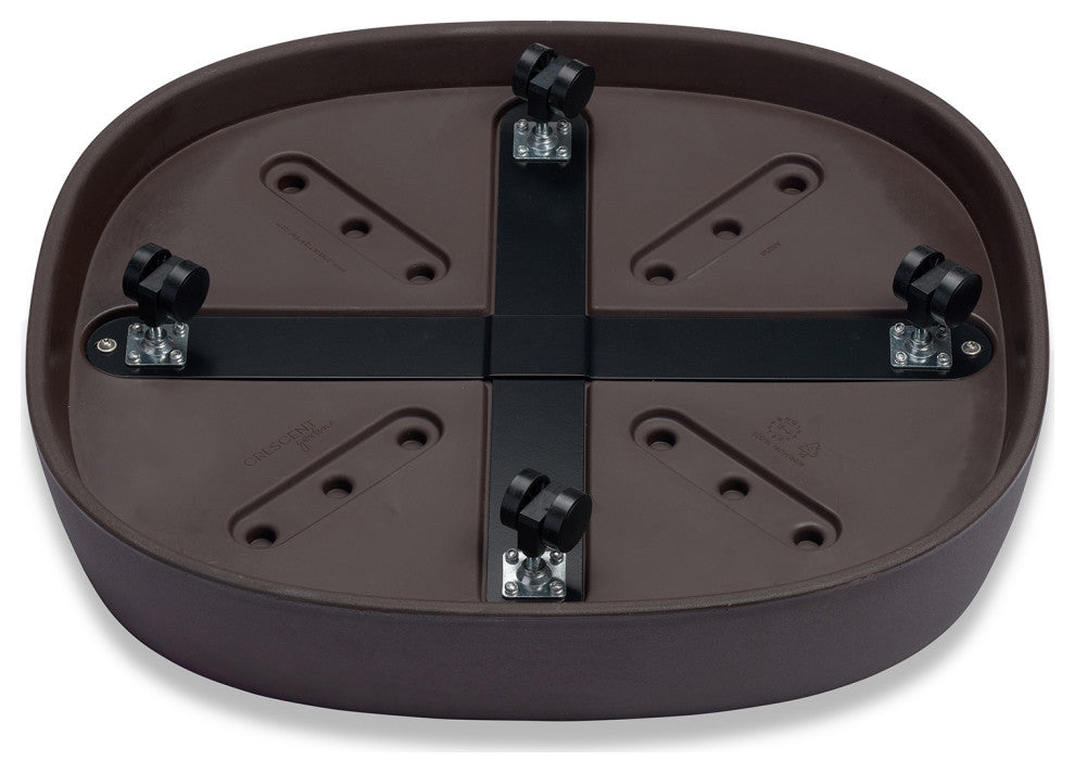 Pebble  Modern Plant Caddy with Hidden Wheels, Bark, Medium