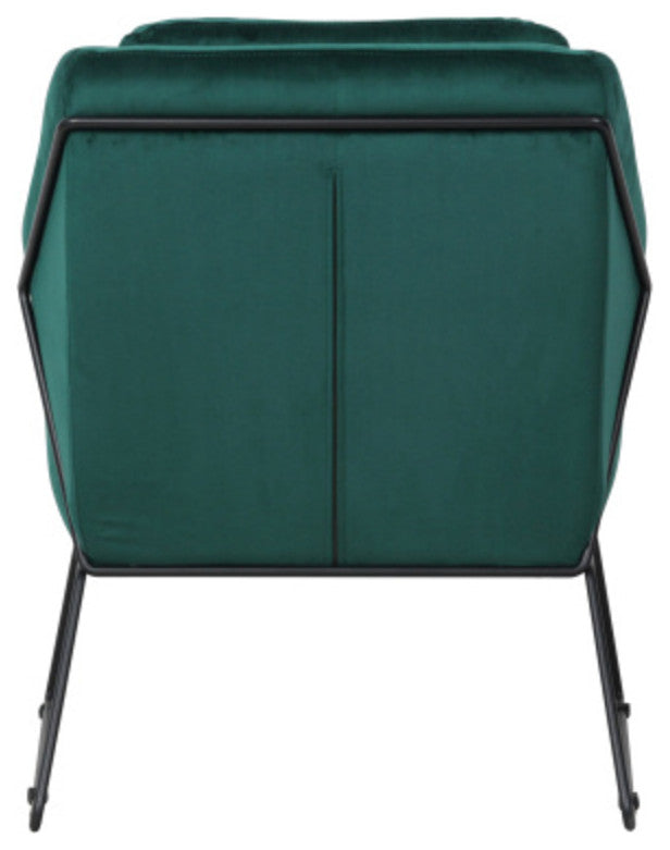 LeisureMod Harmony Velvet Accent Armchair Emerald Green