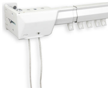 Heavy Duty Traverse Rod, One Way Cord Left 30-48", White