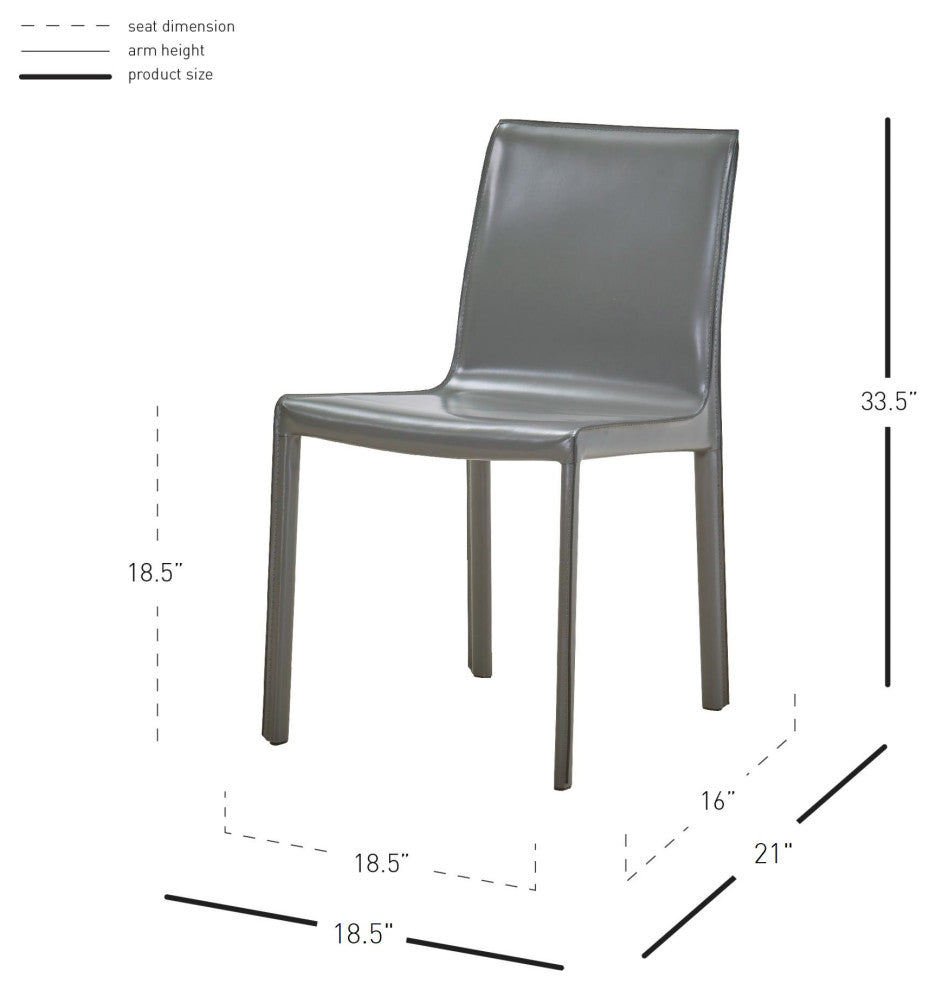 Gervin Recycled Leather Dining Side Chair, Set of 2, Anthracite