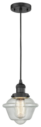 1-Light Small Oxford 8" Pendant, Matte Black, Glass: Clear