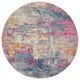 5' Blue And Pink Round Abstract Power Loom Area Rug