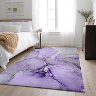 Premium Machine Washable Mayfield AMF506 Purple 3' x 5' Rug