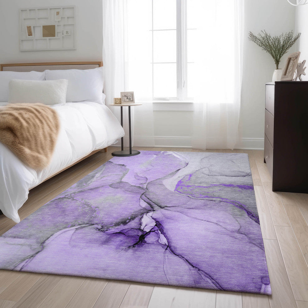 Premium Machine Washable Mayfield AMF506 Purple 3' x 5' Rug