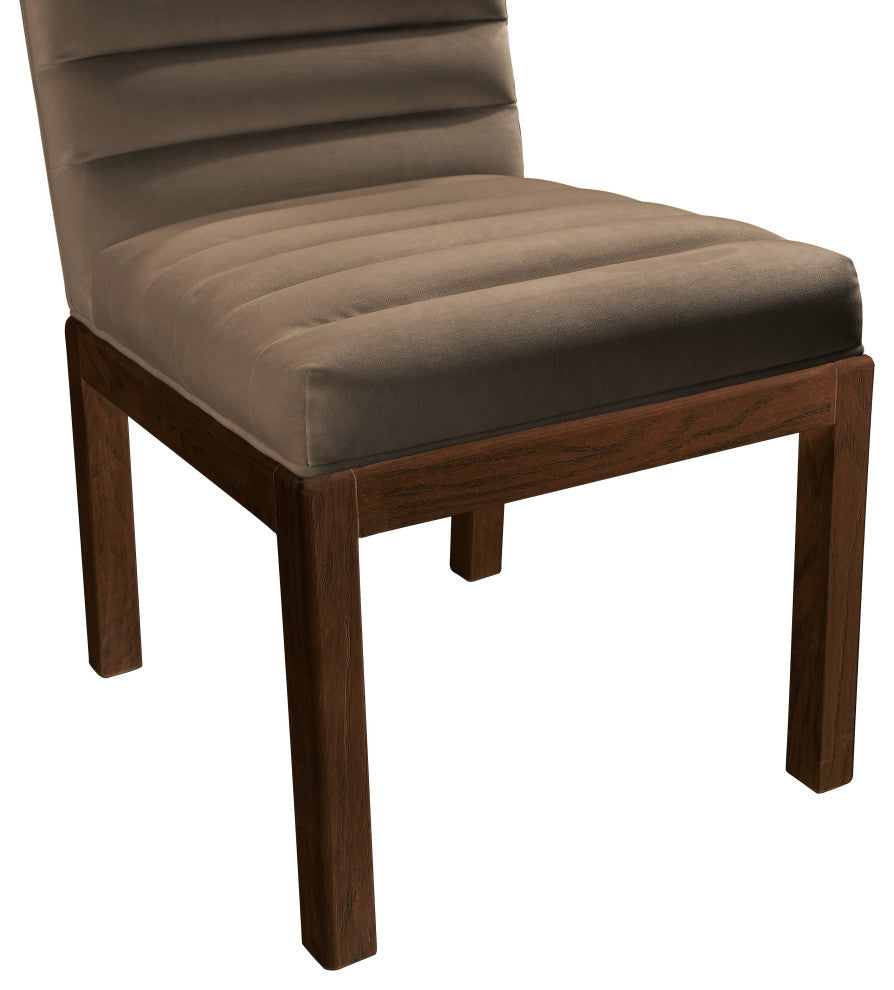 Evelyn Upholstered Dining Chair, Brown, Velvet, Walnut Finish