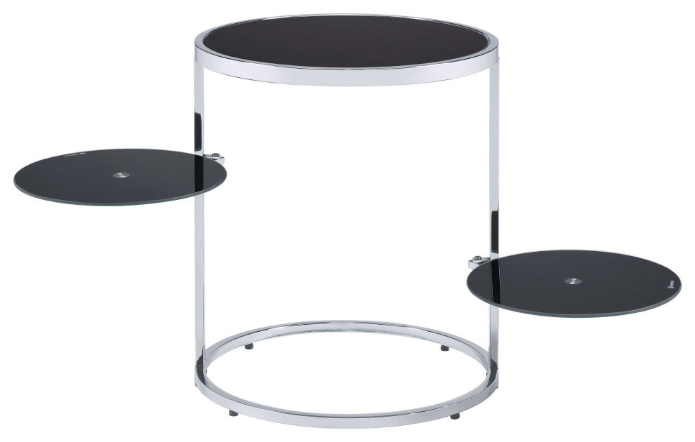 ACME Lynch Side Table, Black and Chrome Finish