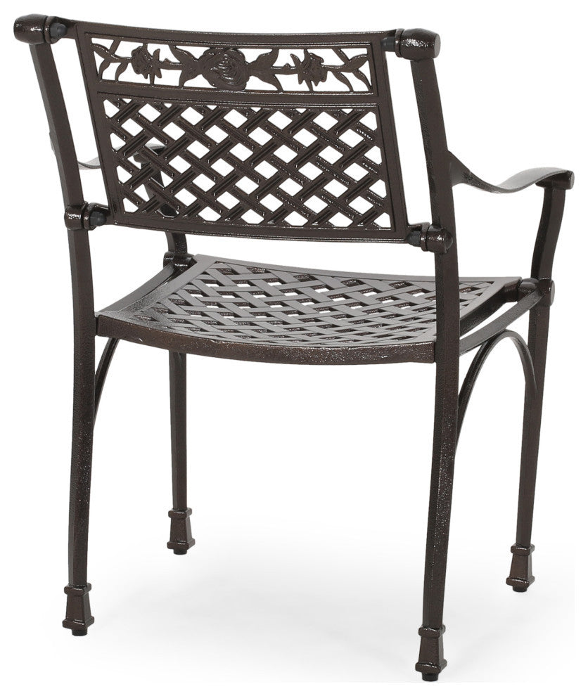 David Outdoor Aluminum 5-Piece Dining Set With Round Table