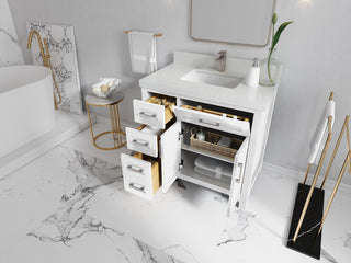 Cambridge 36 Center Sink Bath Vanity in White 1.5" Empira Quartz