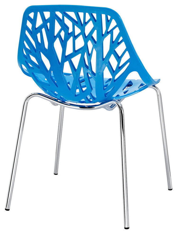 Modern Urban Kitchen Dining Side Chair Set of 4 Blue, Outdoor and Indoor