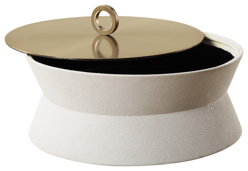 Uttermost Luxe White Shagreen Round Box