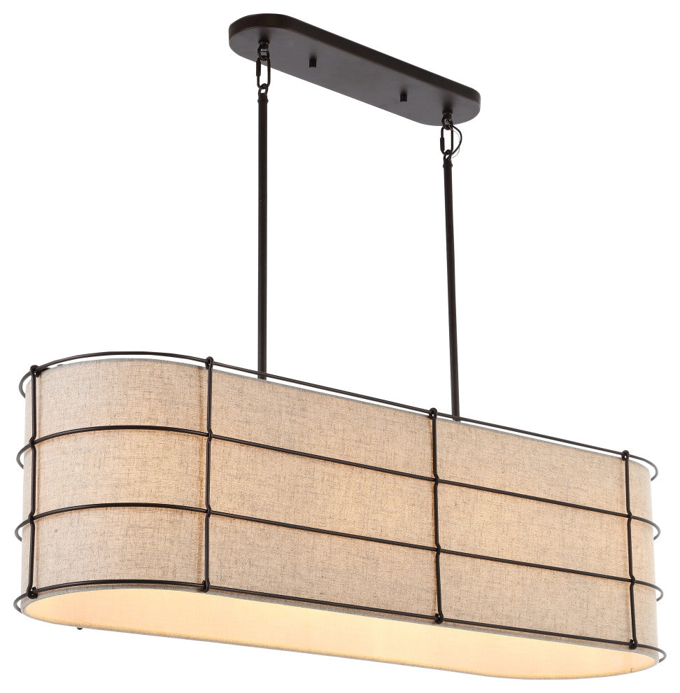 Chadwick 42" 4-Light Rustic Farmhouse Iron Linear LED Pendant, Oil Rubbed Bronze