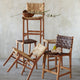 Visby Teak Wood Counter Stool with Dark Woven Leather