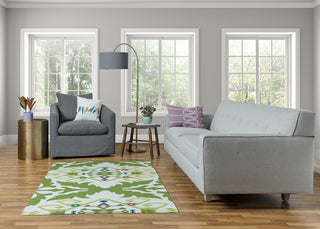 Bombay Medallion Soft Chenille Area Rug, Green, 4'x6'
