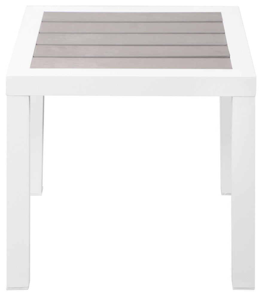 Nizuc Outdoor Patio Aluminum End Table, Light Gray