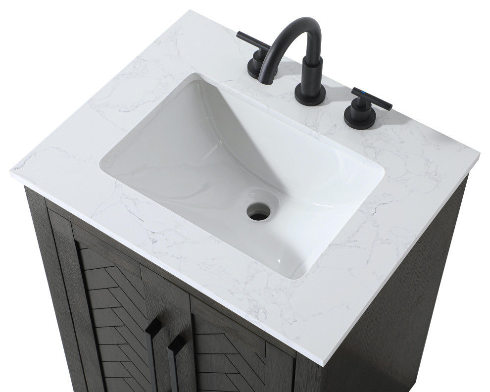 Home Living 24" Single Bathroom Vanity, Chocolate Oak