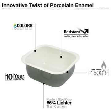 Houzer PCB-1750 Porcela 15-5/8" Undermount Single Basin Porcelain - Navy Blue
