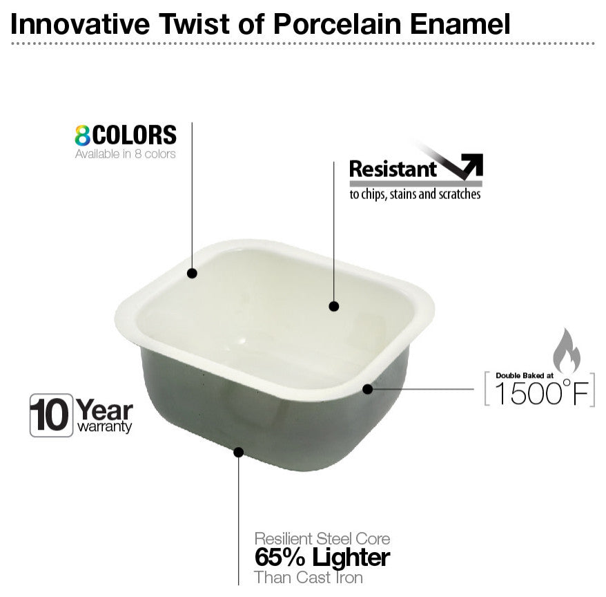 Houzer PCB-1750 Porcela 15-5/8" Undermount Single Basin Porcelain - Navy Blue