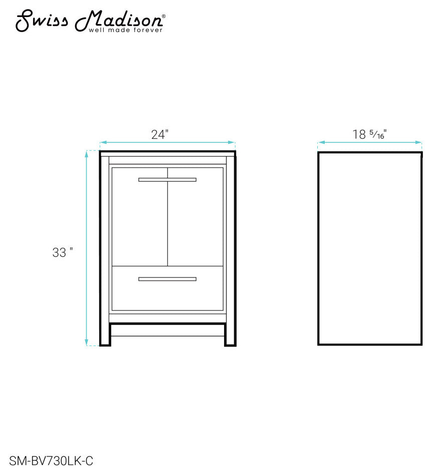 Virage 24 Freestanding, Bathroom Vanity, Natural Oak Cabinet Only