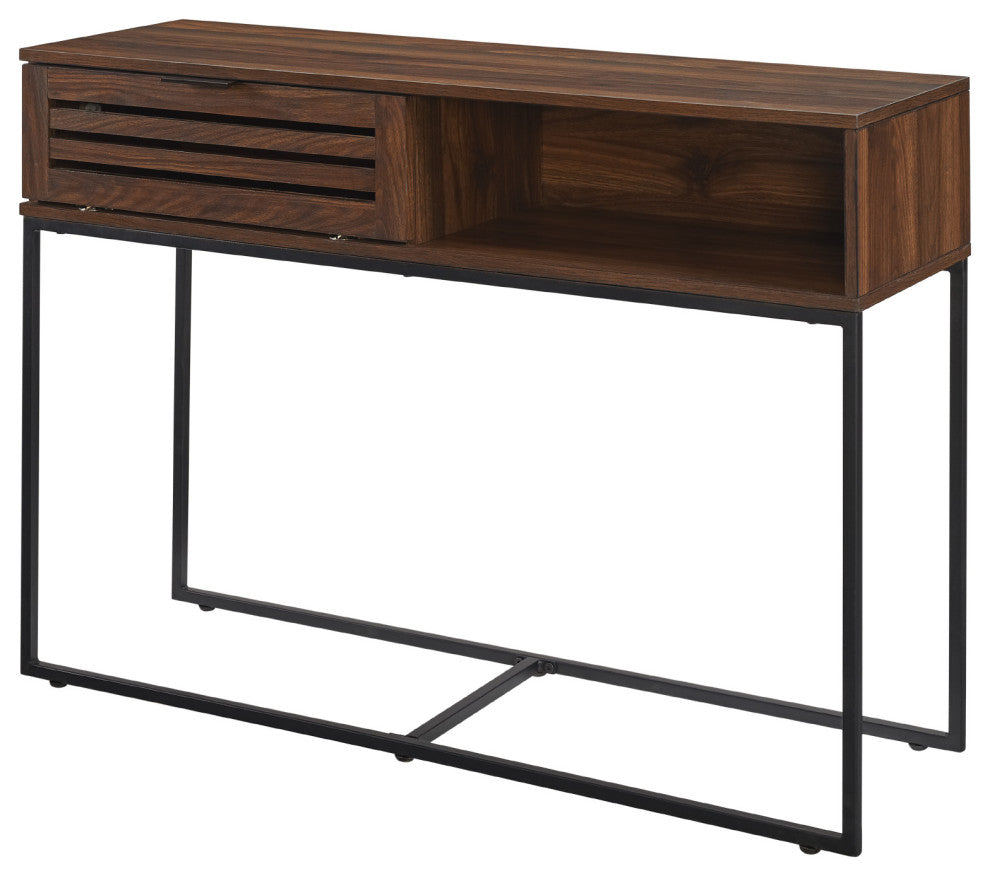 Jackson 42" Modern Slat Door Entry Table - Dark Walnut