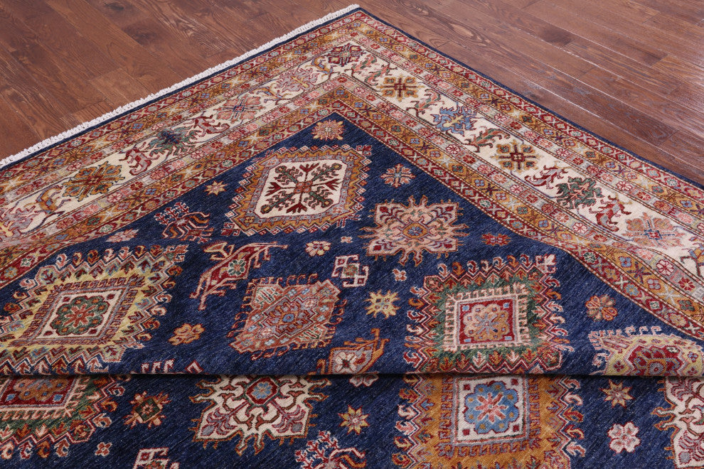 Super Kazak Geometric Hand-Knotted Wool Rug 10' 0" X 13' 7" Q11225