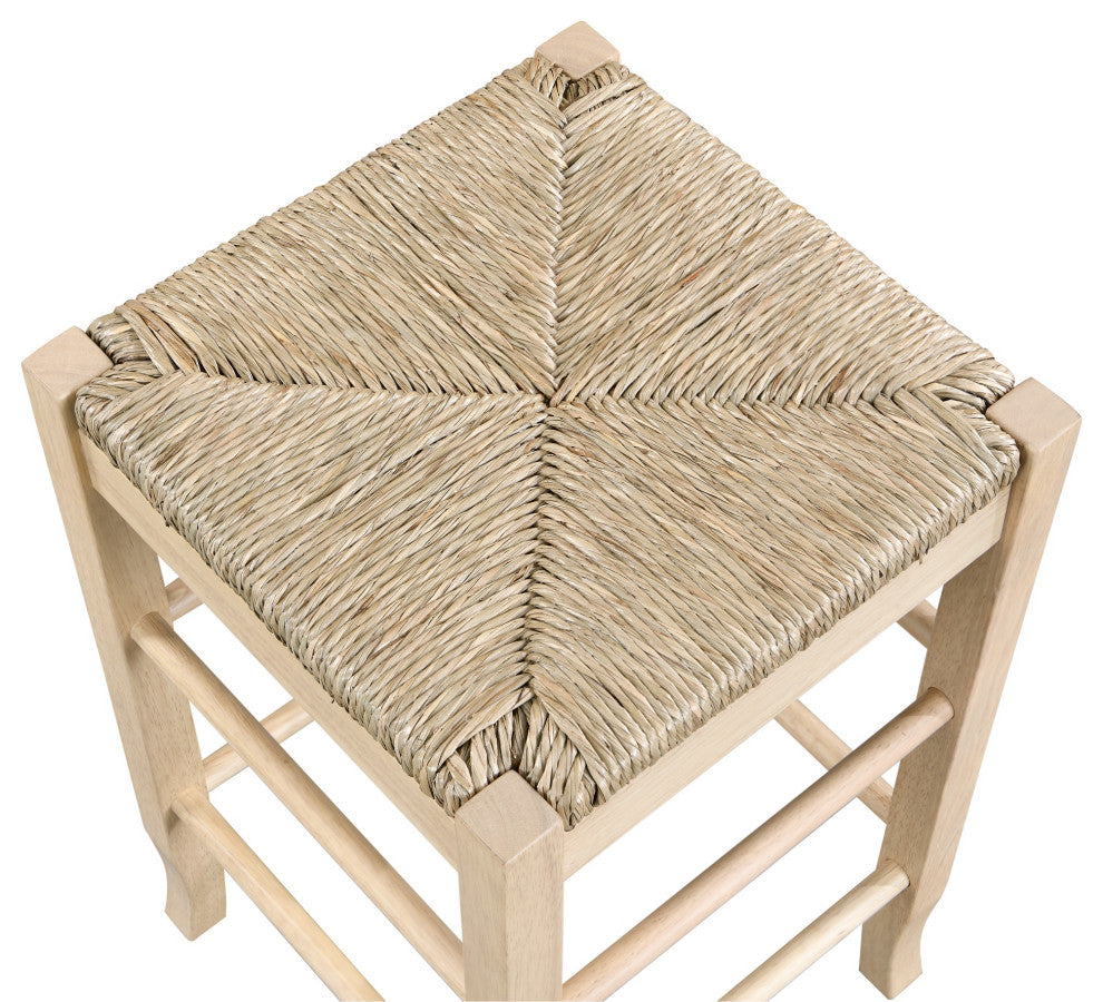 Square Rush Backless Counter Bar Stool, Blonde Oak