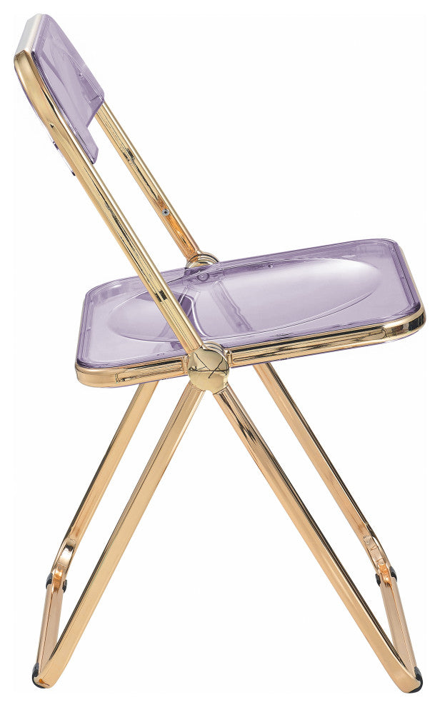 Lawrence Acrylic Folding Chair With Gold Frame, Magenta