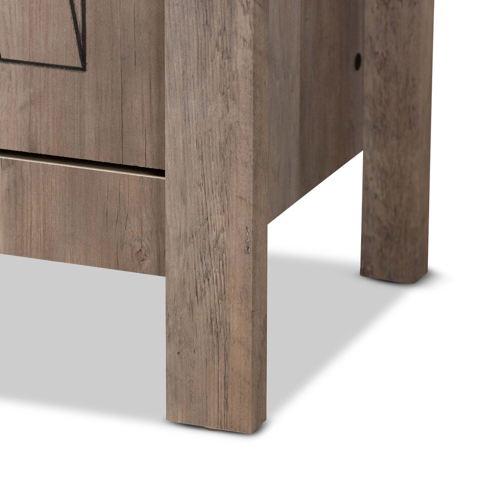 Derek Modern Transitional Natural Oak Finished Wood 2-Door Bookcase