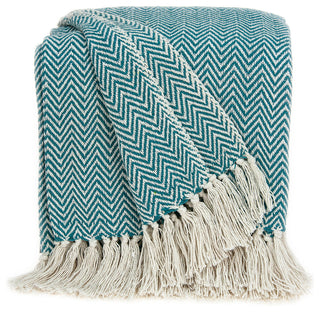 Parkland Collection Isla Transitional Blue Handloomed 52"x67" Cotton Throw