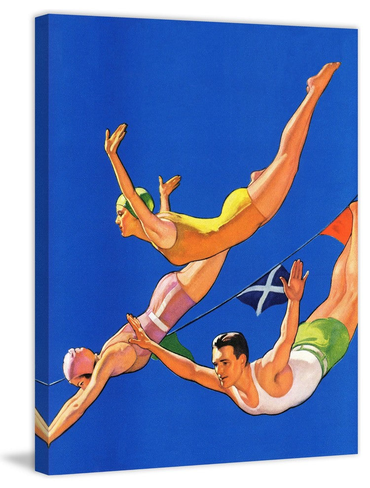 "Free Diving" Painting Print on Wrapped Canvas