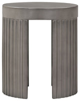 Wave Round Indoor or Outdoor Accent Stool End Table, Gray Concrete