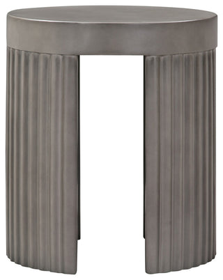 Wave Round Indoor or Outdoor Accent Stool End Table, Gray Concrete