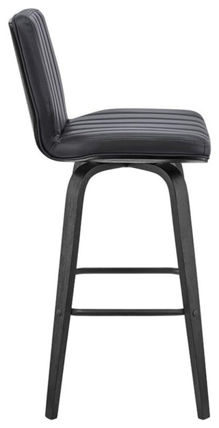 Armen Living Renee 30" Faux Leather/Wood Swivel Bar Stool in Gray/Black