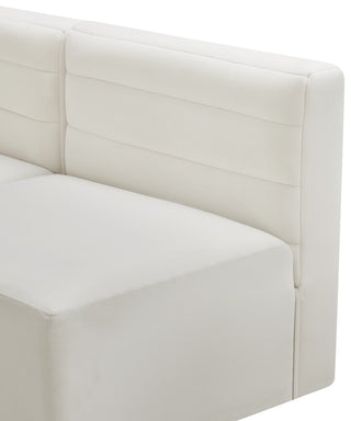 Quincy Velvet Upholstered 4-Piece L-Shaped Modular Sectional, Cream