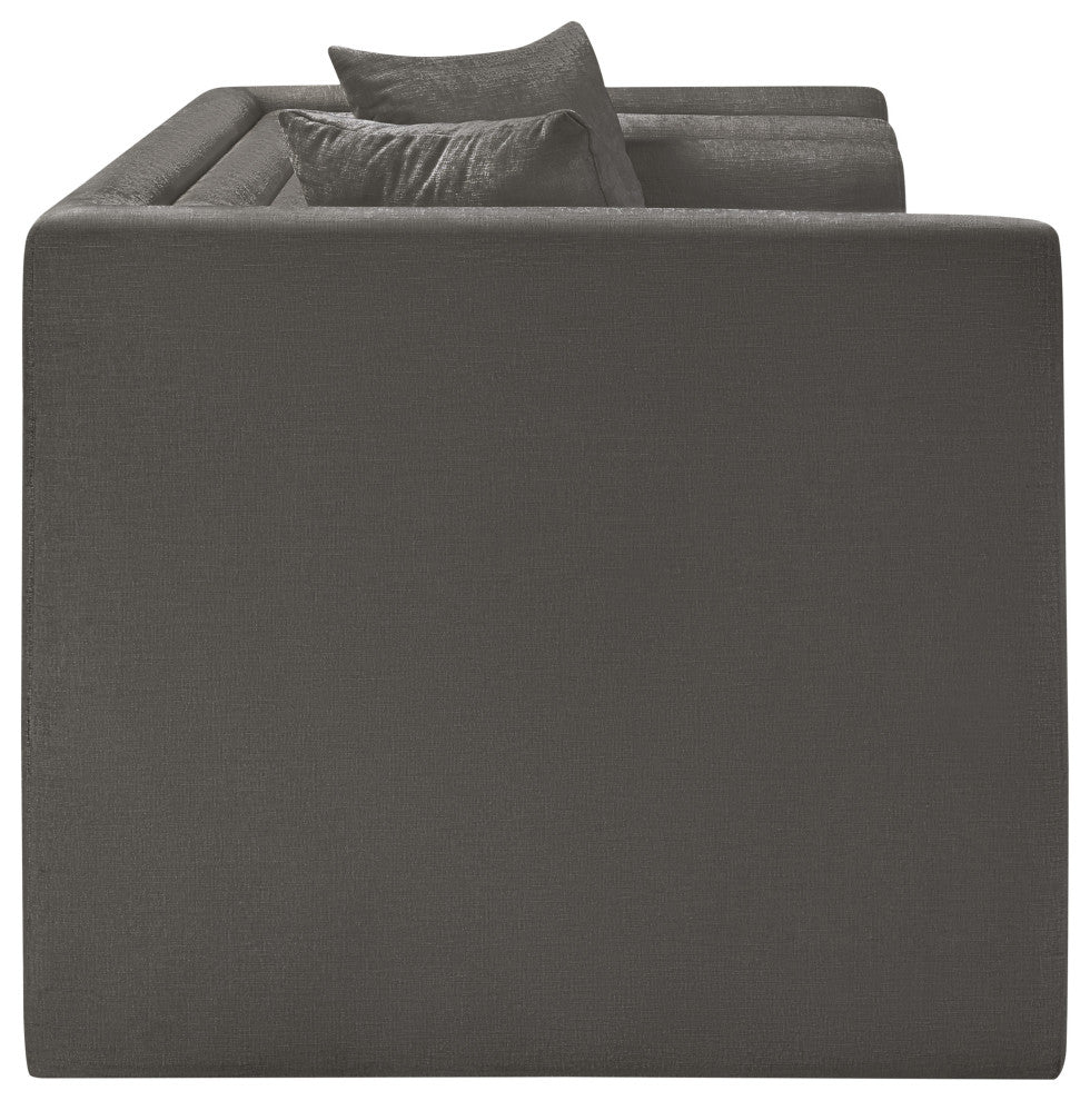 Everett Upholstered Loveseat, Grey, Chenille Fabric