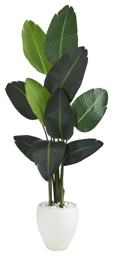 63" Travelers Palm Artificial tree, White Planter
