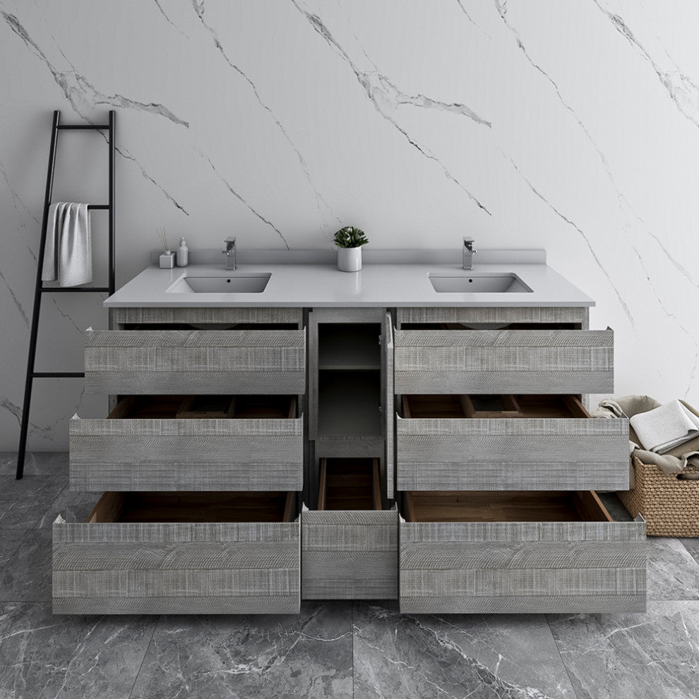 Fresca Formosa Floor Standing Bathroom Vanity, Sage Gray, 70", Cabinet Only